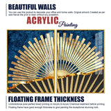 Golden Rising Sun Acrylic Floating Wall Painting Set of 2 - Decor Smart