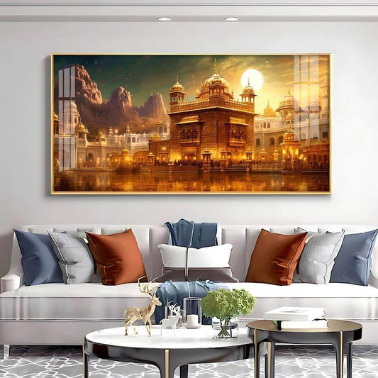 Golden Temple Premium Acrylic Floating Wall Painting - Decor Smart