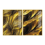 Golden Texture Acrylic Floating Wall Painting Set of 2 - Decor Smart