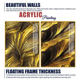 Golden Texture Acrylic Floating Wall Painting Set of 2 - Decor Smart