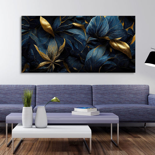 Golden Tropical leaves Canvas Wall Painting - Decor Smart
