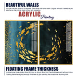 Group of Golden Fishes Acrylic Floating Wall Painting Set of 2 - Decor Smart