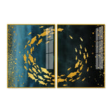 Group of Golden Fishes Acrylic Floating Wall Painting Set of 2 - Decor Smart