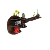 Guitar Backlit Designer Wooden Wall Shelf / Book Shelf / Night Light, Walnut Finish - Decor Smart