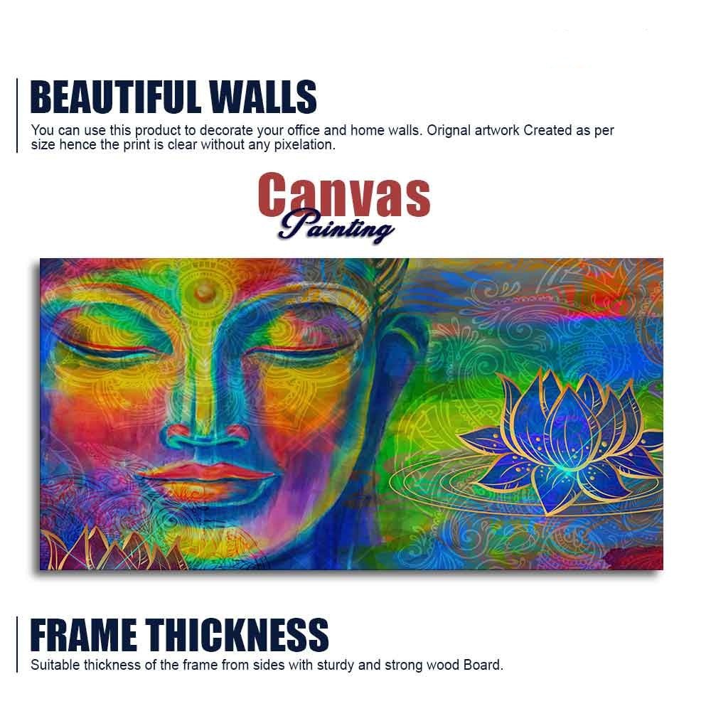 Head of Lord Buddha Colorful Wall Painting - Decor Smart