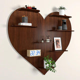 Heart Backlit Designer Wooden Wall Shelf / Book Shelf / Night Light, Walnut Finish - Decor Smart
