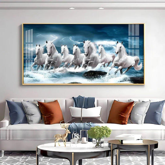 Heaven Horses Premium Acrylic Floating Wall Painting - Decor Smart