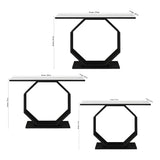 Heptagon Black Base Rectangular Shape White Marble Console Table - Decor Smart