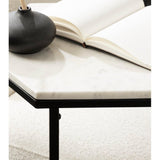 Hexagon Shape Marble Top Black Stand Side Table - Decor Smart