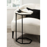 Hexagon Shape Marble Top Black Stand Side Table - Decor Smart