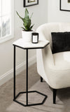 Hexagon Shape Marble Top Black Stand Side Table - Decor Smart