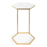 Hexagon Shape Marble Top Golden Stand Side Table - Decor Smart