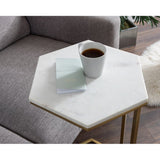 Hexagon Shape Marble Top Golden Stand Side Table - Decor Smart