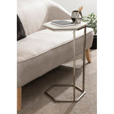 Hexagon Shape Marble Top Silver Stand Side Table - Decor Smart