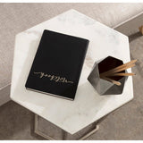 Hexagon Shape Marble Top Silver Stand Side Table - Decor Smart