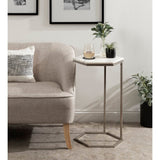 Hexagon Shape Marble Top Silver Stand Side Table - Decor Smart