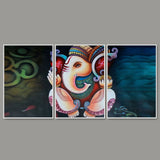 Hindu Lord Ganesha Floating Canvas Wall Painting Set of Three - Decor Smart