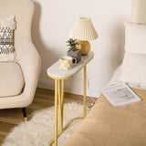 Hollow Bottom Faux Marble Narrow End Side Table - Decor Smart