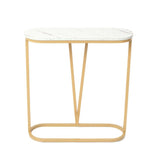 Hollow Bottom Faux Marble Narrow End Side Table - Decor Smart