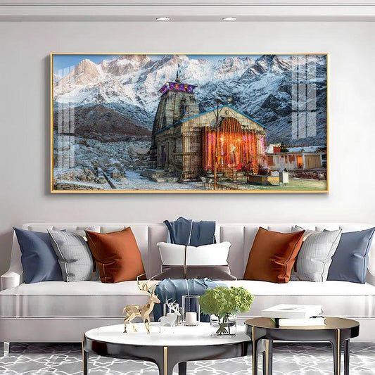 Holy Kedarnath Temple Premium Acrylic Floating Wall Painting - Decor Smart