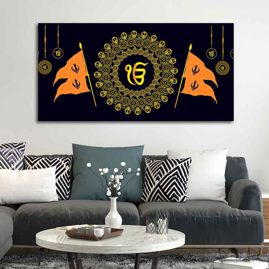Holy Symbol Of Sikh Religion Canvas Wall Painting - Decor Smart