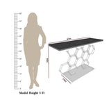 Honeycomb Motif Artistic Golden Finish Metal Console Table - Decor Smart