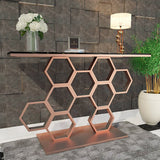 Honeycomb Motif Copper Finish Metal Console Table - Decor Smart