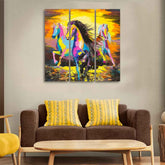 Horses Running in Sunset Canvas Wall Painting of 3 Pieces - Decor Smart