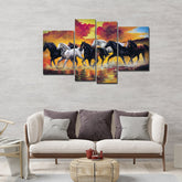 Horses Running Through the Splashes of Water Canvas Wall Painting - Decor Smart