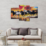 Horses Running Through the Splashes of Water Canvas Wall Painting - Decor Smart