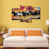 Horses Running Through the Splashes of Water Canvas Wall Painting - Decor Smart