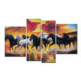 Horses Running Through the Splashes of Water Canvas Wall Painting - Decor Smart