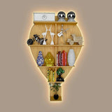Hot Air Balloon Backlit Designer Wooden Wall Shelf / Book Shelf / Night Light, Light Oak Finish - Decor Smart