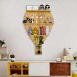 Hot Air Balloon Backlit Designer Wooden Wall Shelf / Book Shelf / Night Light, Light Oak Finish - Decor Smart