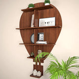 Hot Air Balloon Backlit Designer Wooden Wall Shelf / Book Shelf / Night Light, Walnut Finish - Decor Smart