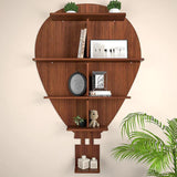 Hot Air Balloon Backlit Designer Wooden Wall Shelf / Book Shelf / Night Light, Walnut Finish - Decor Smart