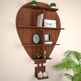 Hot Air Balloon Backlit Designer Wooden Wall Shelf / Book Shelf / Night Light, Walnut Finish - Decor Smart