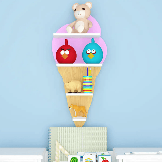 Ice - Cream Shape Wooden Wall Storage Shelf for Kids - Decor Smart