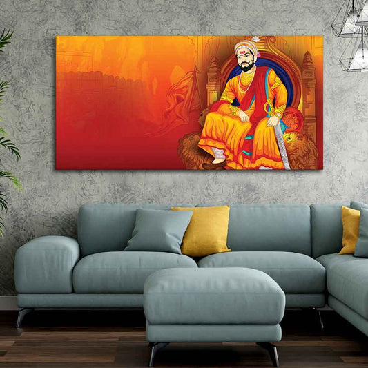 Indian Warrior Chhatrapati Shivaji Maharaj Wall Painting - Decor Smart
