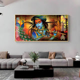 Krishna In Vrindavan Premium Acrylic Floating Wall Painting - Decor Smart