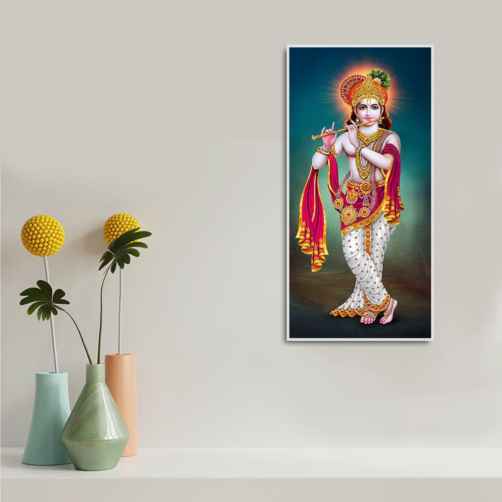 Krishna Playing Flute Hand Premium Canvas Wall Painting - Decor Smart