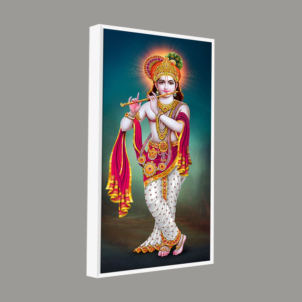 Krishna Playing Flute Hand Premium Canvas Wall Painting - Decor Smart