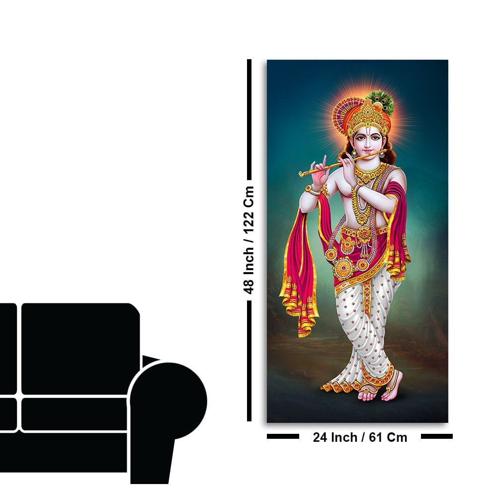 Krishna Playing Flute Hand Premium Canvas Wall Painting - Decor Smart