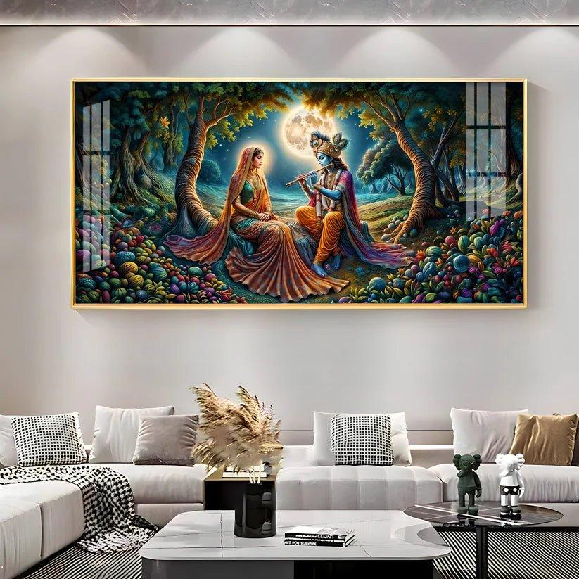 Krishna Radha Colorful Painting Premium Acrylic Floating Wall Painting - Decor Smart