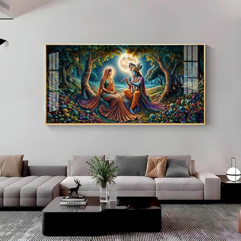 Krishna Radha Colorful Painting Premium Acrylic Floating Wall Painting - Decor Smart