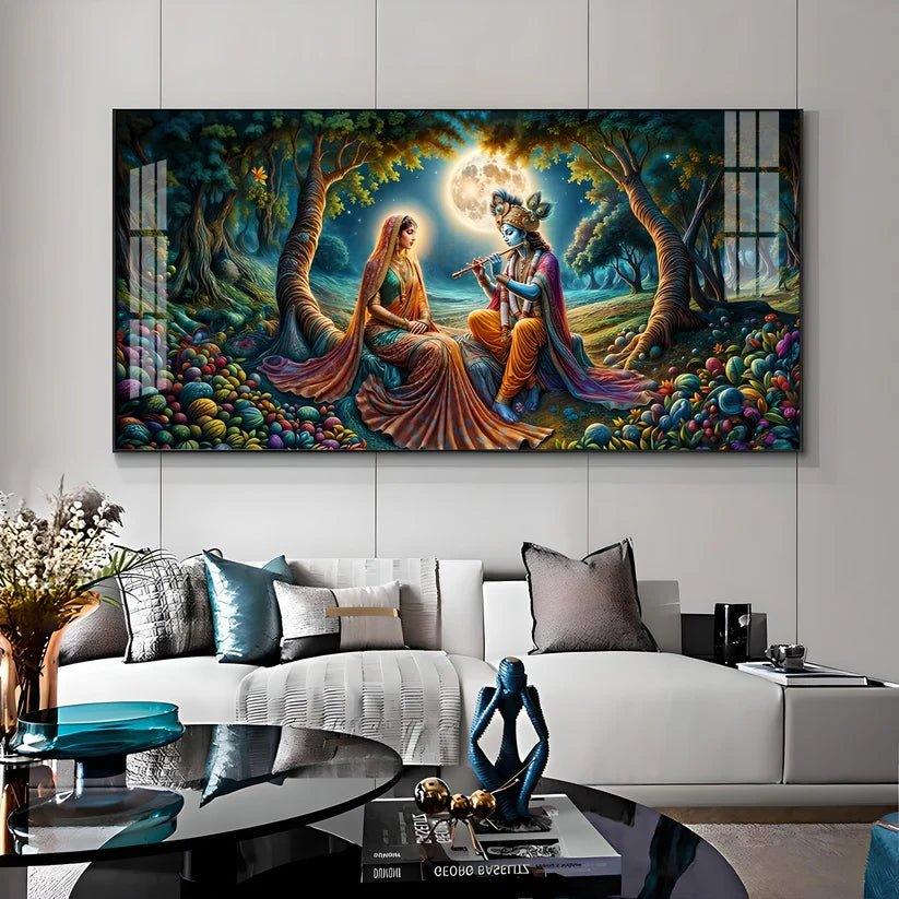 Krishna Radha Colorful Painting Premium Acrylic Floating Wall Painting - Decor Smart