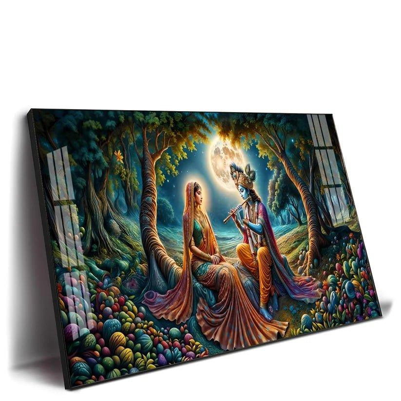 Krishna Radha Colorful Painting Premium Acrylic Floating Wall Painting - Decor Smart