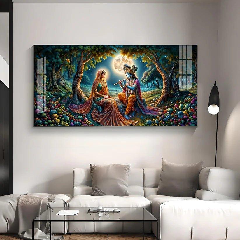 Krishna Radha Colorful Painting Premium Acrylic Floating Wall Painting - Decor Smart