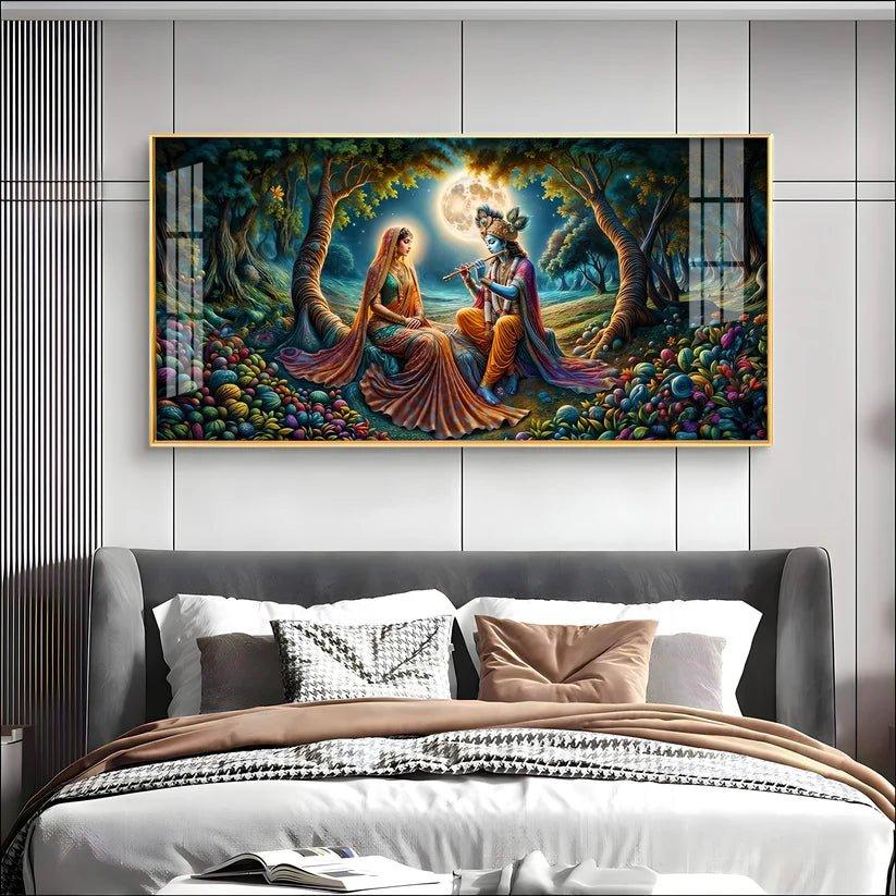 Krishna Radha Colorful Painting Premium Acrylic Floating Wall Painting - Decor Smart