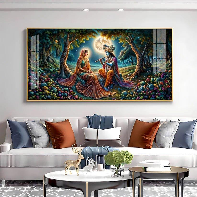 Krishna Radha Colorful Painting Premium Acrylic Floating Wall Painting - Decor Smart